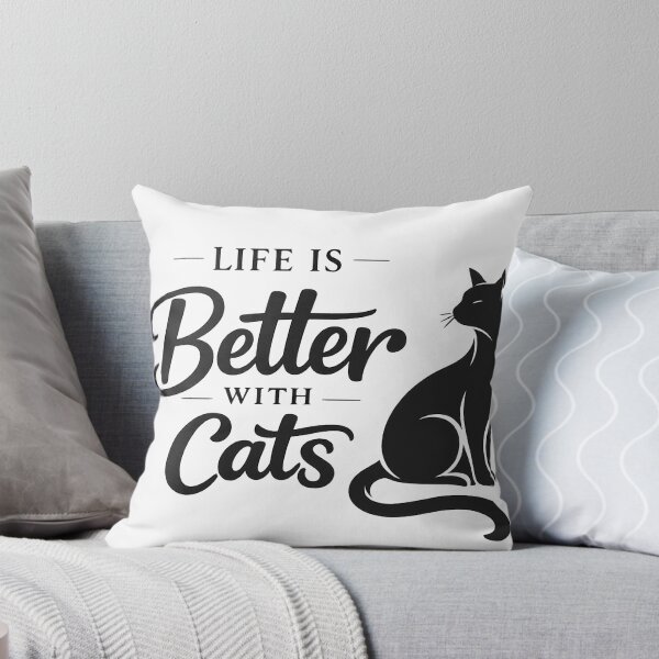 Item preview, Life is Better with Cats - Elegant Black Cat Silhouette and Typography designed and sold by mimouna00.