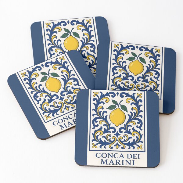 Item preview, Conca dei Marini Lemon Tile – Blue Yellow Mediterranean Ceramic Design designed and sold by EmeraldeaArt.