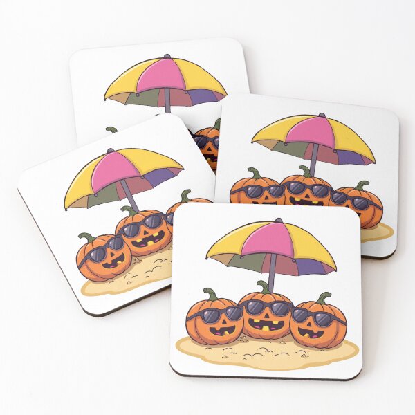 Item preview, Cute Summerween Pumpkins with Sunglasses under Beach Umbrella designed and sold by AMBAYK.