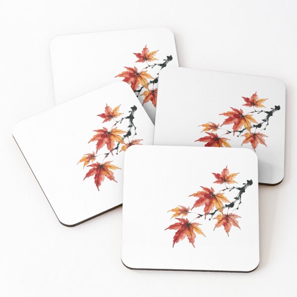 Item preview, Chinese Ink Maple Leaf — Minimalist Watercolor Art Print designed and sold by Enchanting East.