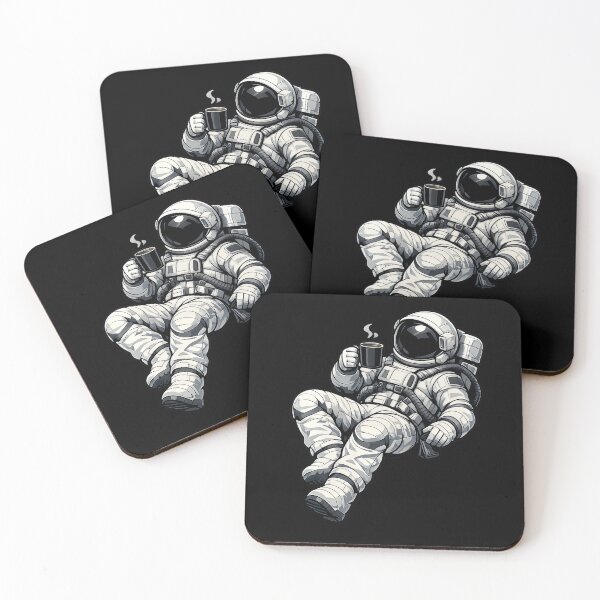 Item preview, Floating Astronaut Coffee Break Premium Illustration designed and sold by builtforyou.