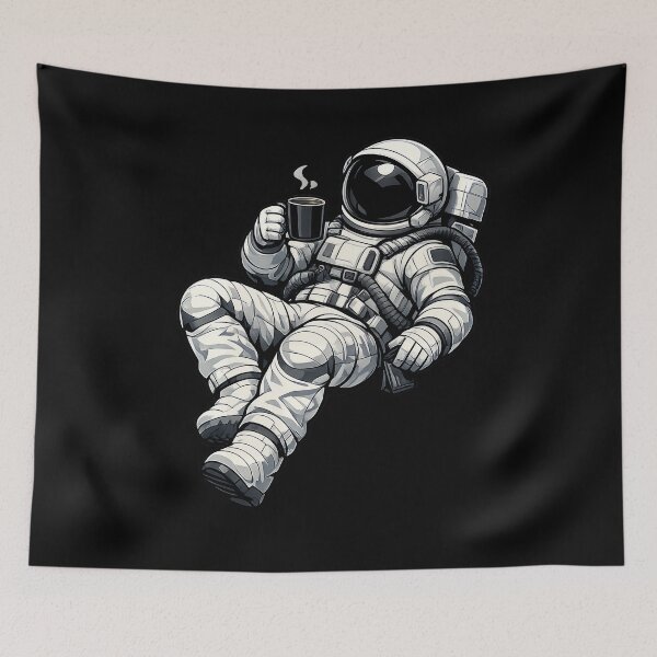 Item preview, Floating Astronaut Coffee Break Premium Illustration designed and sold by builtforyou.
