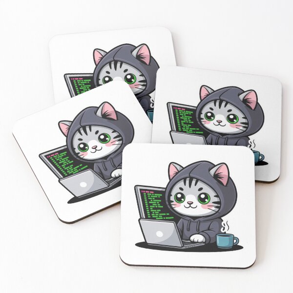 Item preview, Cute Cat Coder Programming Laptop Sticker designed and sold by Barkashow.