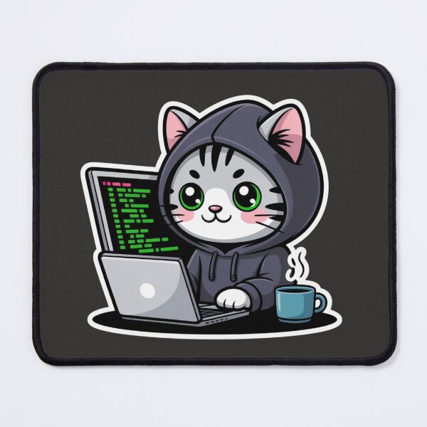 Item preview, Cute Cat Coder Programming Laptop Sticker designed and sold by Barkashow.