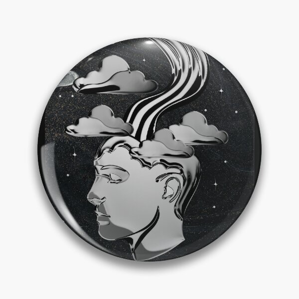 Item preview, Metallic Chrome Mindscape - Surreal Liquid Silver Cloud Art designed and sold by samahl_l.
