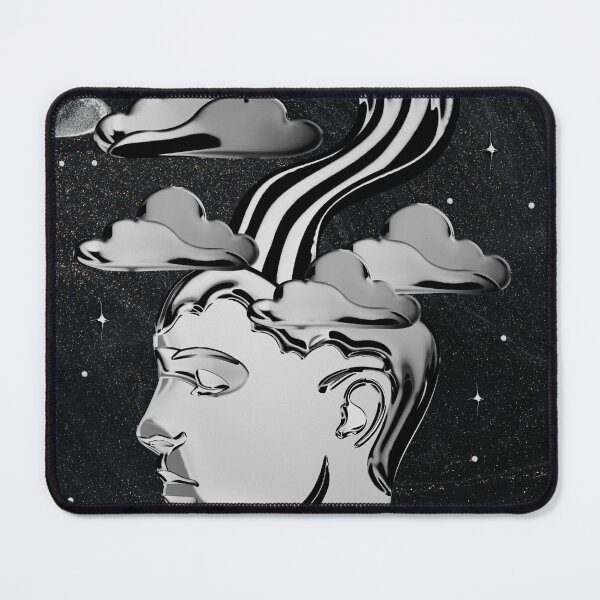 Item preview, Metallic Chrome Mindscape - Surreal Liquid Silver Cloud Art designed and sold by samahl_l.