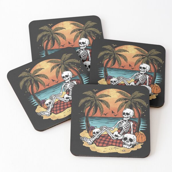 Item preview, Skeleton Tanning on Beach Tropical Palms Summerween Goth designed and sold by AMBAYK.