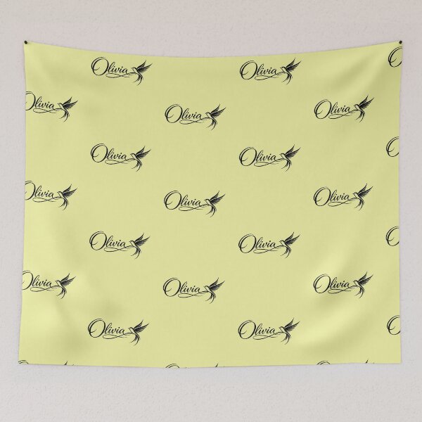 Item preview, Olivia Name Art with Swallow Bird | Elegant Calligraphy Typography Design designed and sold by AnadAA.