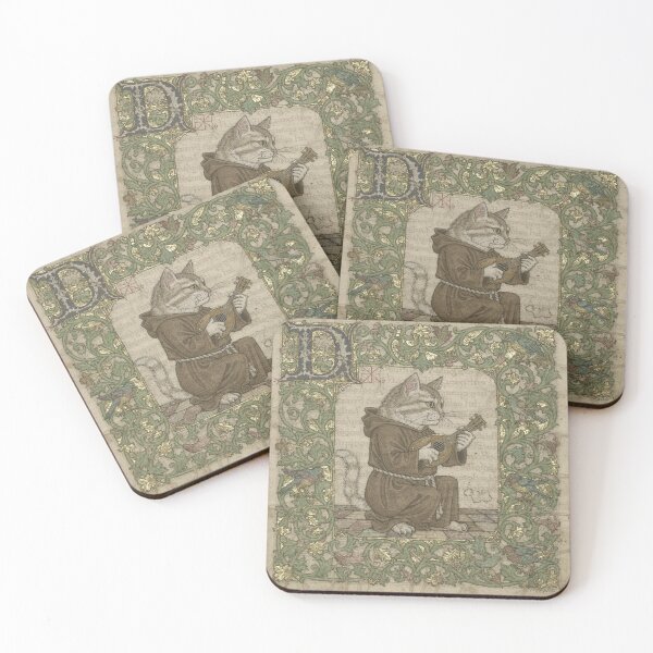 Item preview, Medieval Cat Playing the Lute Illuminated Manuscript designed and sold by PictorialWhimsy.