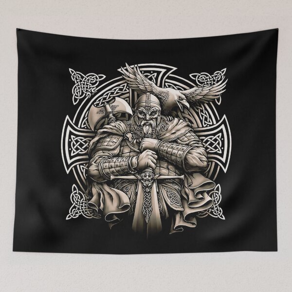 Item preview, Viking Warrior Raven Norse Mythology Celtic Knot Art designed and sold by DeimosArtIntl.