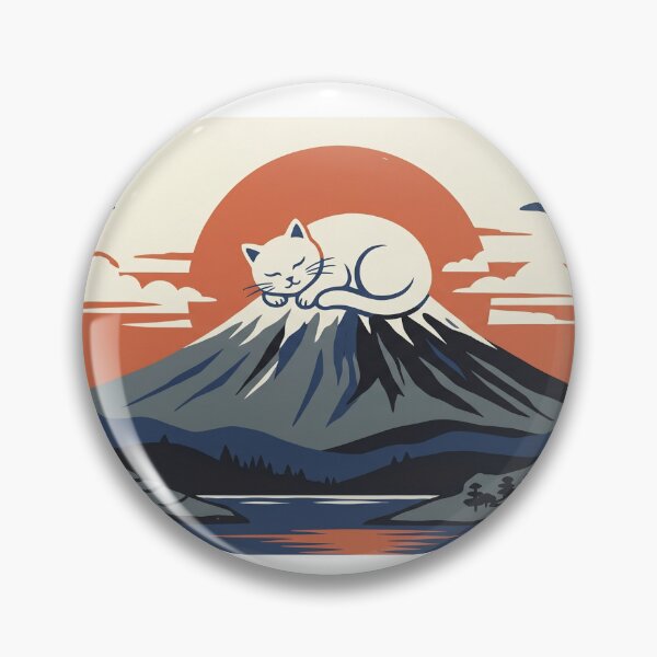 Item preview, Sleeping Cat on Mount Fuji Japanese Woodblock Print Style designed and sold by Shirt-Otakus.