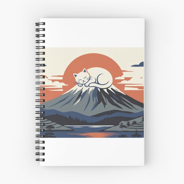 Item preview, Sleeping Cat on Mount Fuji Japanese Woodblock Print Style designed and sold by Shirt-Otakus.