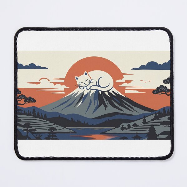 Item preview, Sleeping Cat on Mount Fuji Japanese Woodblock Print Style designed and sold by Shirt-Otakus.