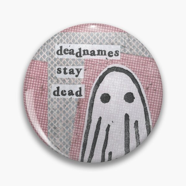 Item preview, 'Deadnames Stay Dead' ghost Lino print collage designed and sold by zinesbyscout.