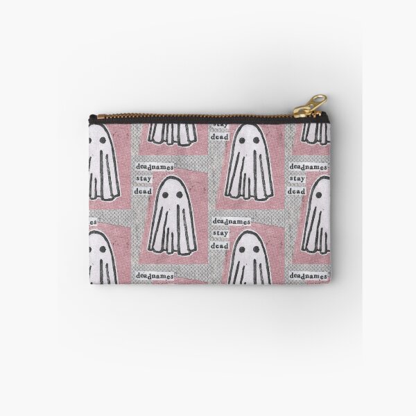 Item preview, 'Deadnames Stay Dead' ghost Lino print collage designed and sold by zinesbyscout.