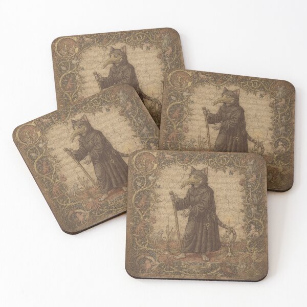 Item preview, Medieval Plague Doctor Cat Illuminated Manuscript designed and sold by PictorialWhimsy.
