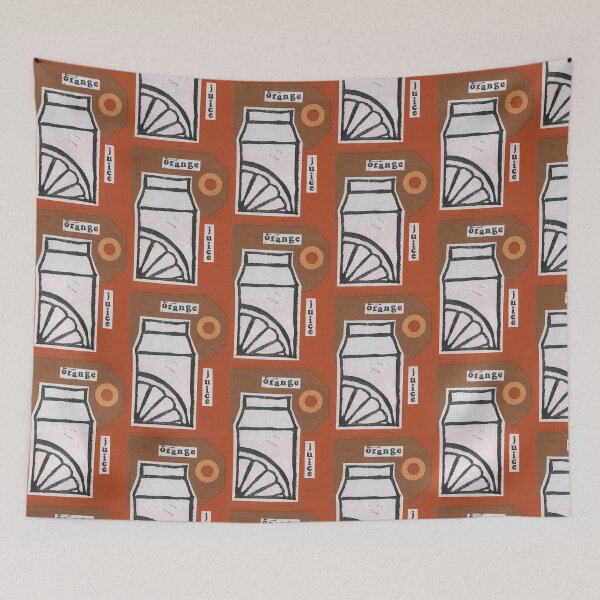 Item preview, Orange Juice Lino print collage designed and sold by zinesbyscout.