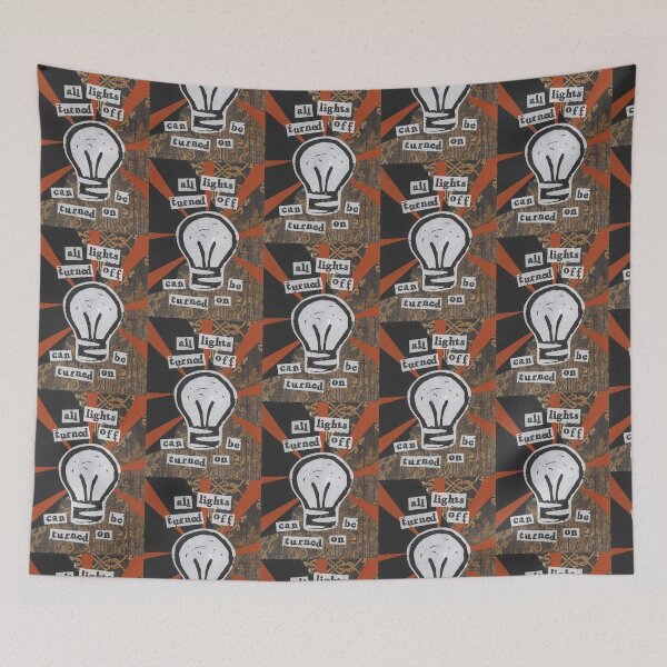 Item preview, 'All Lights Turned Off Can Be Turned On' Lino print collage designed and sold by zinesbyscout.