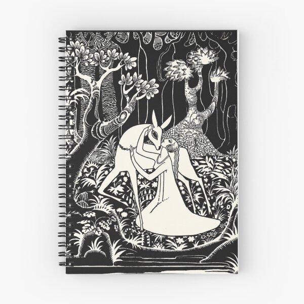 Item preview, Sister and the Little Fawn by Kay Nielsen - Fantasy Woodcut Forest Maiden Illustration for Dark Fairy Tale Lovers designed and sold by RickE.