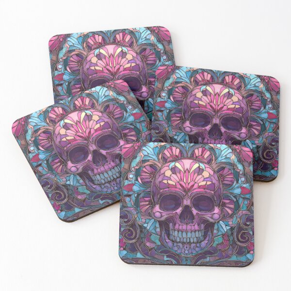 Item preview, Abstract mosaic stained glass skull designed and sold by dcrc.