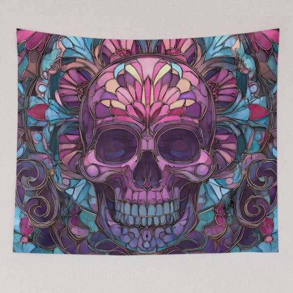 Item preview, Abstract mosaic stained glass skull designed and sold by dcrc.