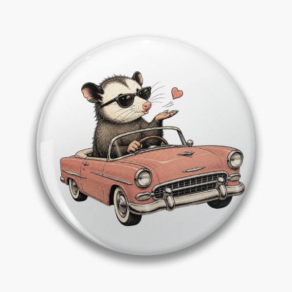 Item preview, Flirty Kissing Possum Driving Pink Convertible Design designed and sold by BrandyandBeyond.