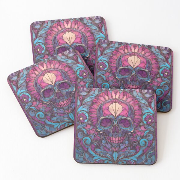 Item preview, Abstract mosaic stained glass skull designed and sold by dcrc.