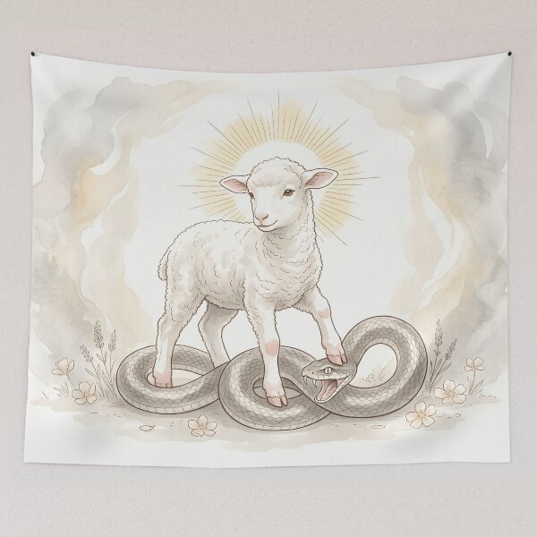 Item preview, Lamb and Serpent Biblical Symbolic Art designed and sold by RRRShop.