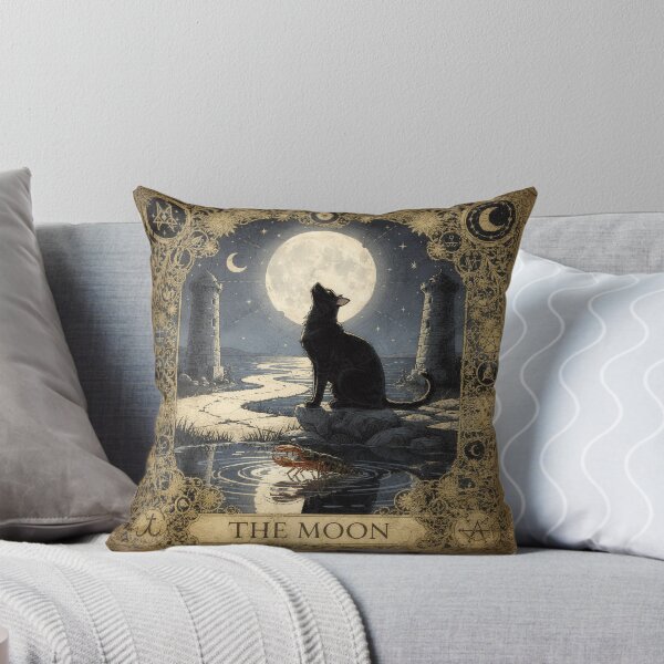 Item preview, The Moon Tarot Cat Mystical Card Art designed and sold by PictorialWhimsy.