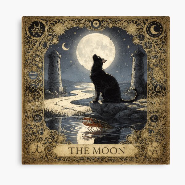 Item preview, The Moon Tarot Cat Mystical Card Art designed and sold by PictorialWhimsy.