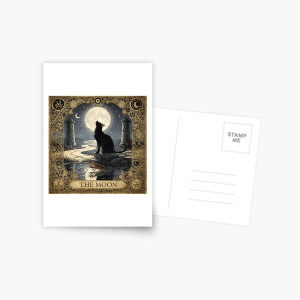 Item preview, The Moon Tarot Cat Mystical Card Art designed and sold by PictorialWhimsy.