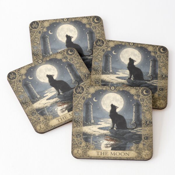 Item preview, The Moon Tarot Cat Mystical Card Art designed and sold by PictorialWhimsy.