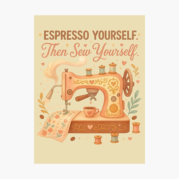 Item preview, Espresso Yourself Then Sew Yourself Funny Sewing Coffee T-Shirt designed and sold by EverStitchStudio ★★★★★.