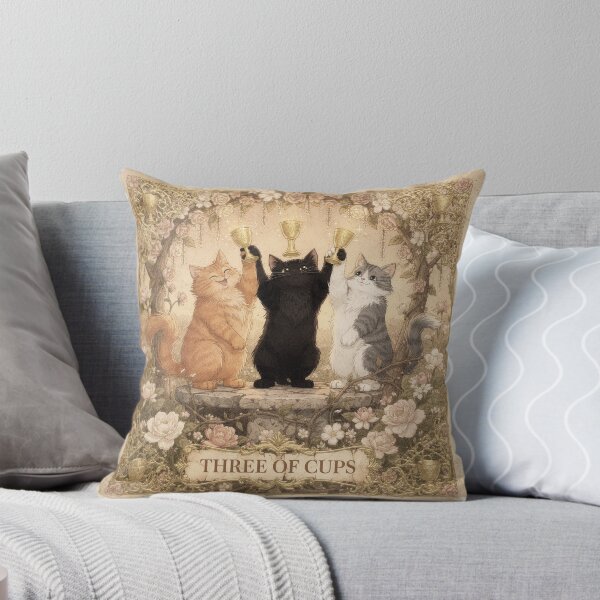 Item preview, Three of Cups Tarot Cats Celebration Card Art designed and sold by PictorialWhimsy.