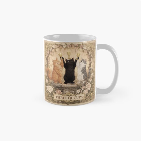 Item preview, Three of Cups Tarot Cats Celebration Card Art designed and sold by PictorialWhimsy.