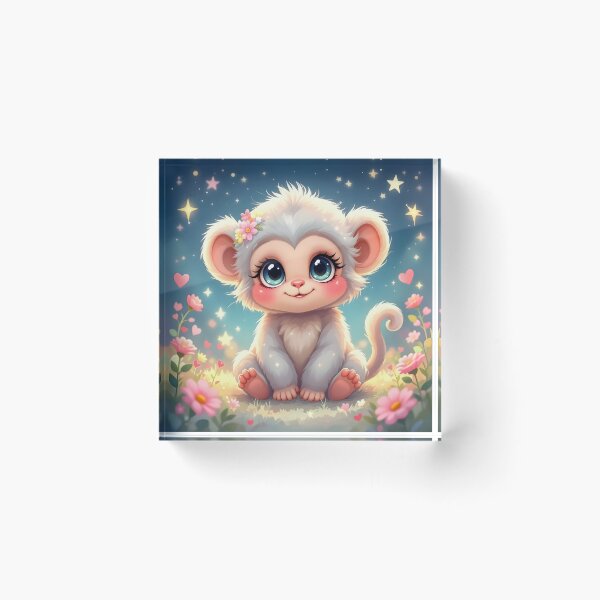 Item preview, Magical Baby Monkey in a Starlit Flower Garden designed and sold by Dragonfly-Magic.