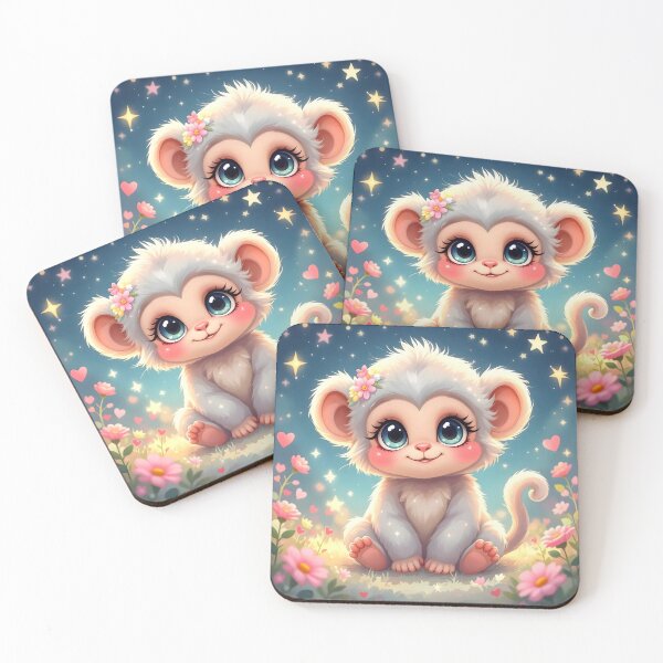 Item preview, Magical Baby Monkey in a Starlit Flower Garden designed and sold by Dragonfly-Magic.