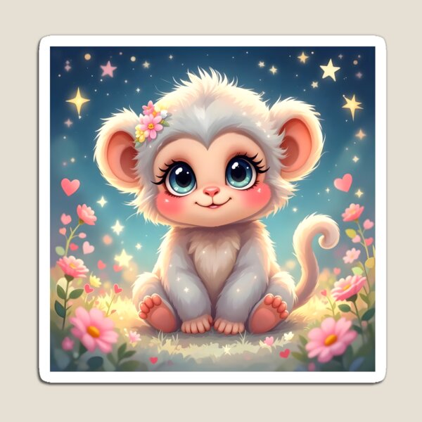 Item preview, Magical Baby Monkey in a Starlit Flower Garden designed and sold by Dragonfly-Magic.