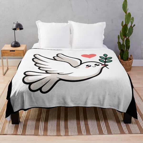 Item preview, Peaceful Love: Cute Cartoon Dove with Olive Branch designed and sold by AbanoubStore.