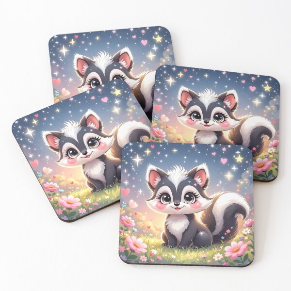 Item preview, Cute Baby Skunk in a Starlit Flower Meadow designed and sold by Dragonfly-Magic.