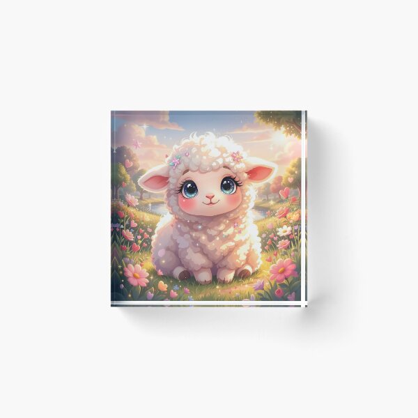 Item preview, Sparkly Baby Lamb in a Sunny Flower Meadow designed and sold by Dragonfly-Magic.