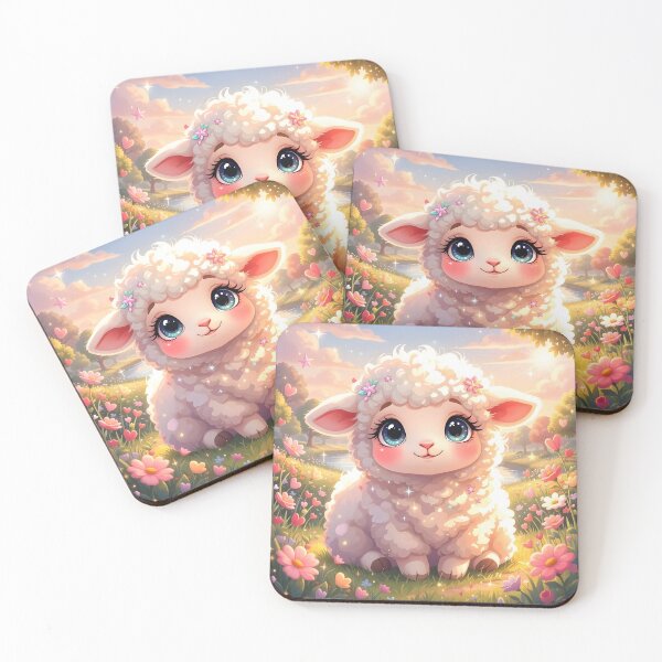 Item preview, Sparkly Baby Lamb in a Sunny Flower Meadow designed and sold by Dragonfly-Magic.
