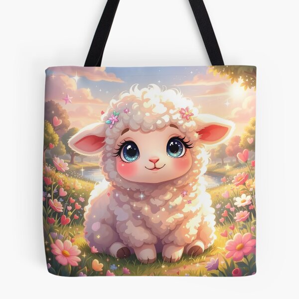 Item preview, Sparkly Baby Lamb in a Sunny Flower Meadow designed and sold by Dragonfly-Magic.