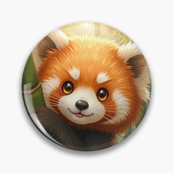 Item preview, Happy Red Panda Climbing Bamboo in Sunlight designed and sold by Dragonfly-Magic.