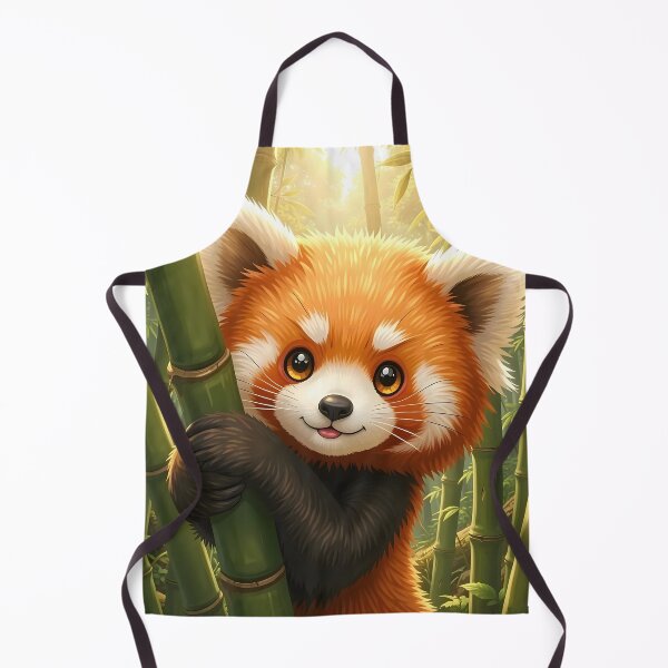 Item preview, Happy Red Panda Climbing Bamboo in Sunlight designed and sold by Dragonfly-Magic.