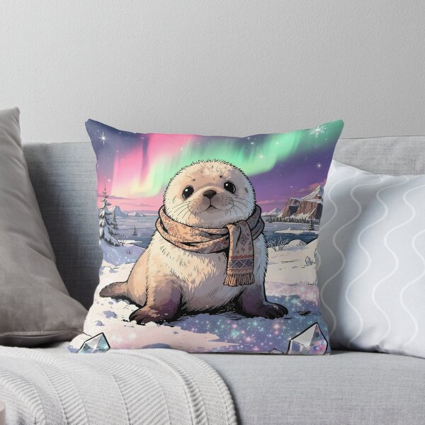 Item preview, Baby Seal with Scarf Under the Northern Lights designed and sold by Dragonfly-Magic.