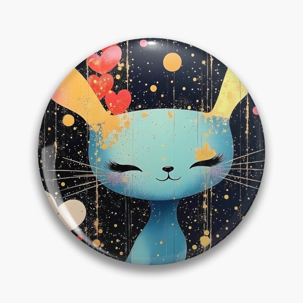 Item preview, Blue Celestial Cat with Hearts and Gold Stars designed and sold by Dragonfly-Magic.