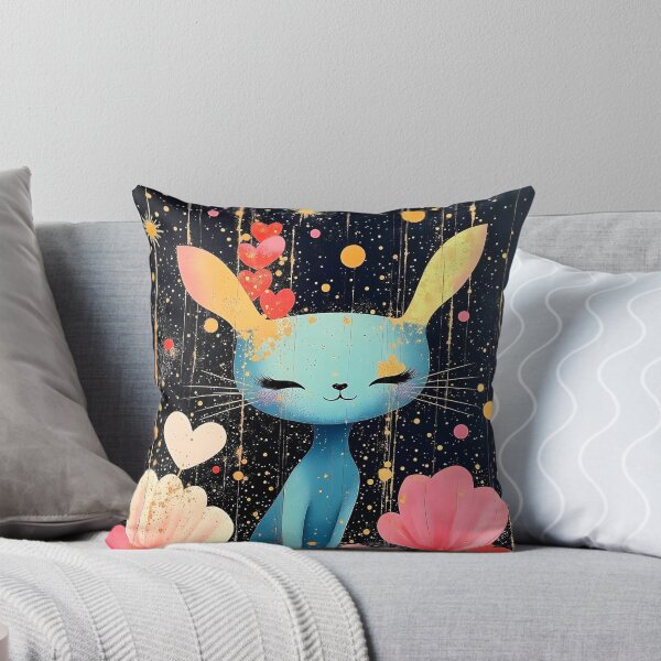 Item preview, Blue Celestial Cat with Hearts and Gold Stars designed and sold by Dragonfly-Magic.