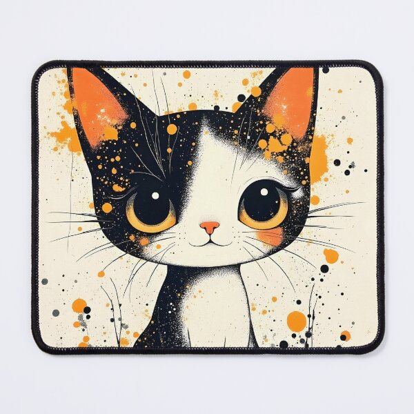 Item preview, Black and White Cat with Orange Ink Splatter designed and sold by Dragonfly-Magic.