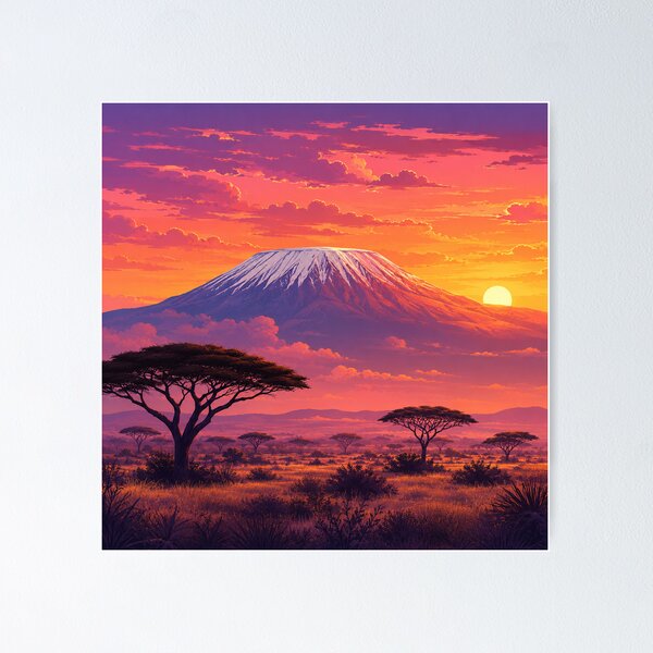 Item preview, Kilimanjaro Sunset Sky African Savanna Landscape designed and sold by NaphDesigns.